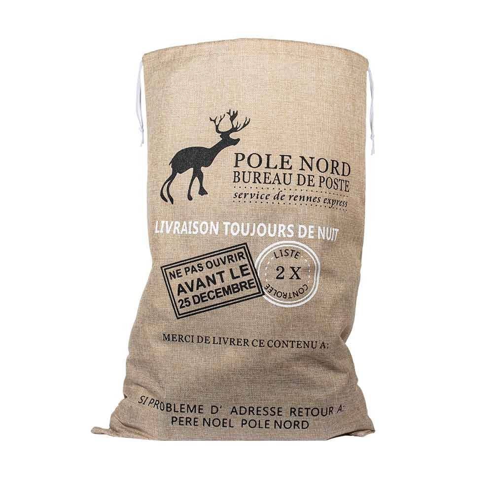 Hotte du Père Noël effet toile de jute - Imagen 1