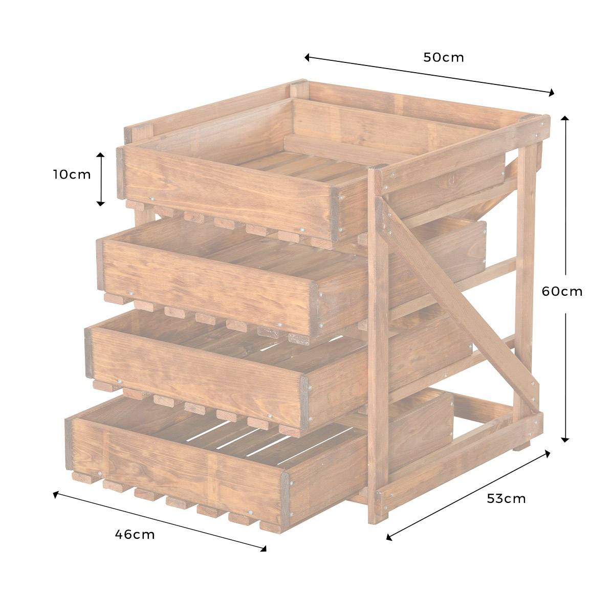 Rangement 4 tiroirs en bois - légumier & fruitier - Cémonjardin - Imagen 3