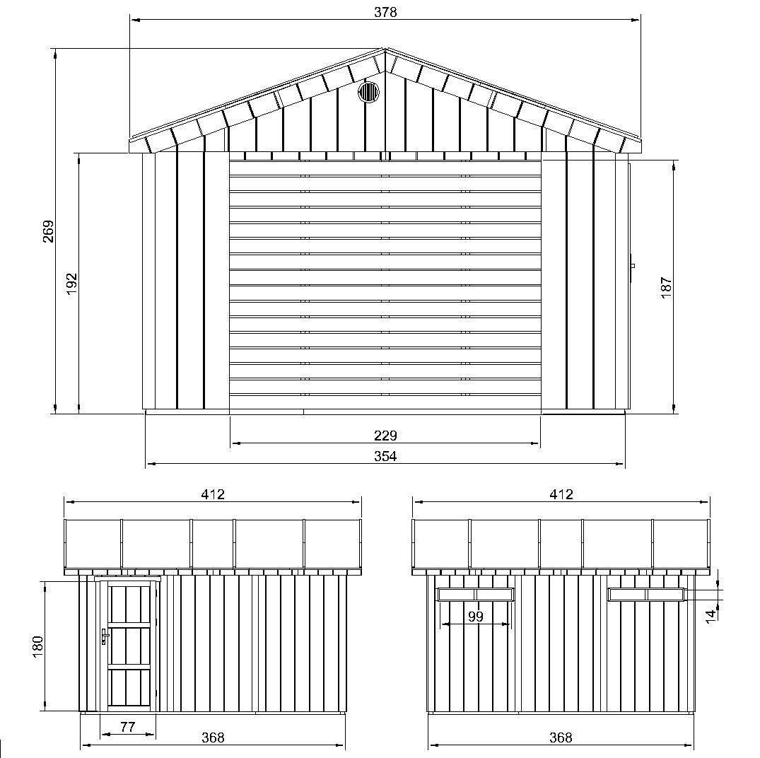 Timbela - Garage Qualité Premium 13 m² / L378xl412 cm - garage pour moto, vélos, machines de jardinage - Timbela M990B-TERRA BROWN - Image 6