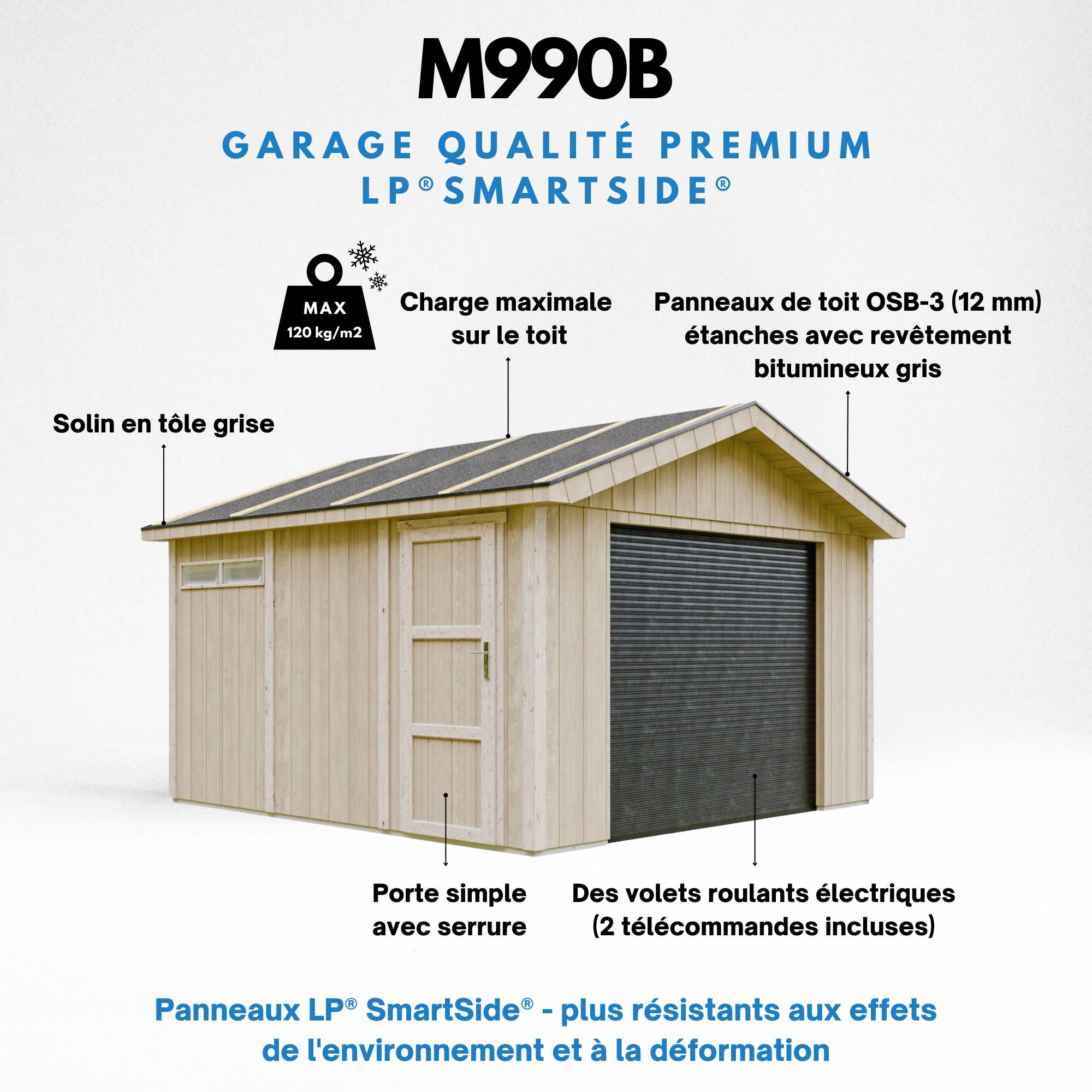 Timbela - Garage Qualité Premium 13 m² / L378xl412 cm - garage pour moto, vélos, machines de jardinage - Timbela M990B-TERRA BROWN - Image 9