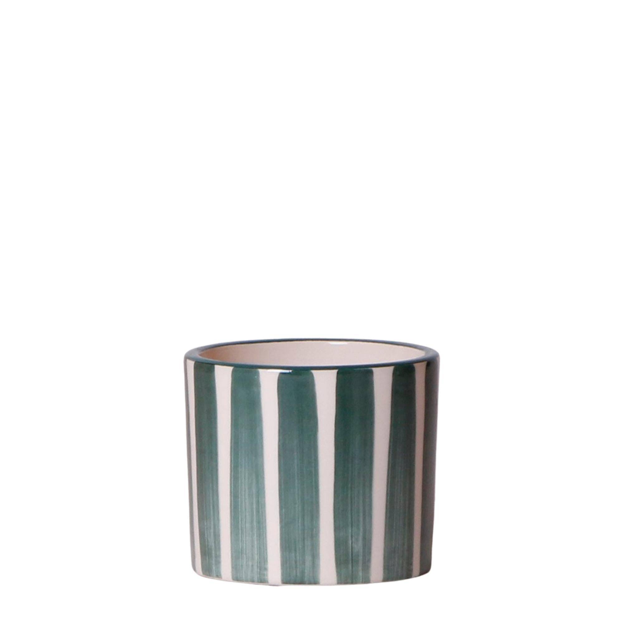 Pot décoratif Painted Stripe - Vert- La Green Touch - Imagen 1