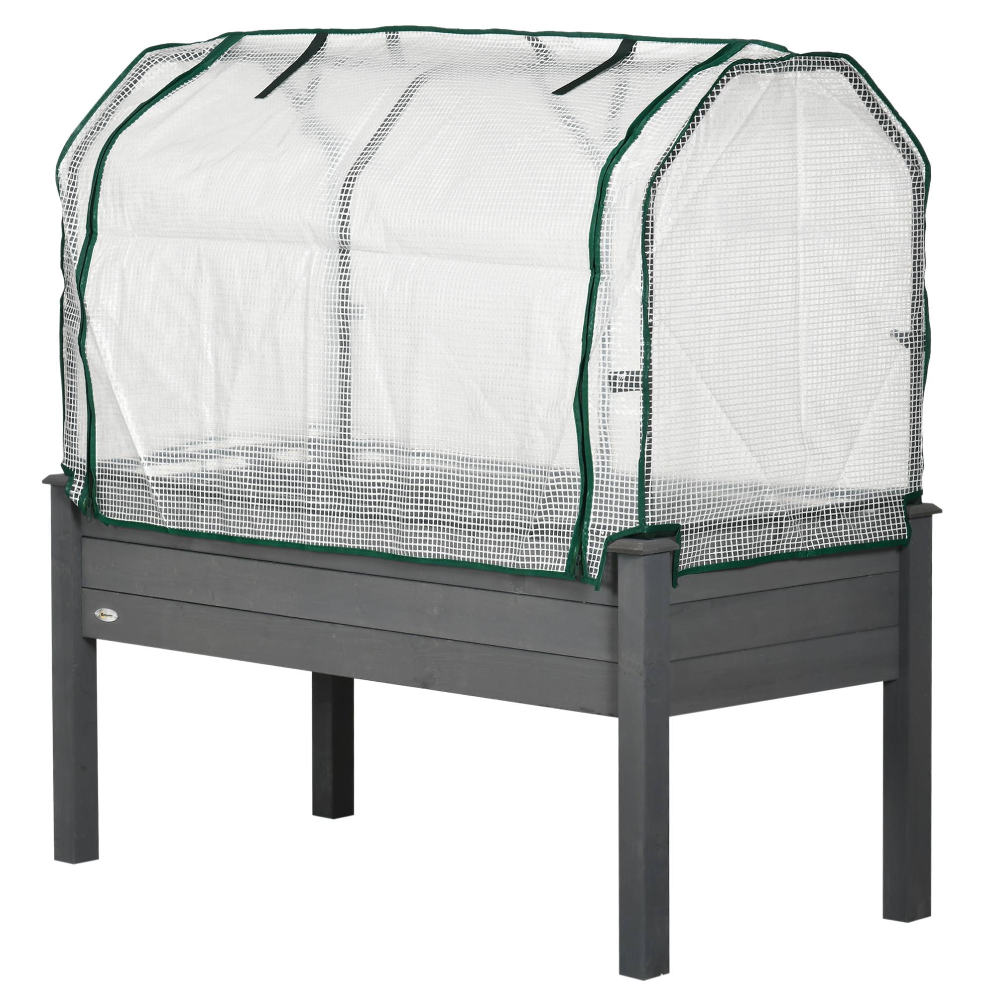 ComfortXL - Carré potager serre sur pieds Bois pour extérieur Grande capacité 104L avec bâche 121cm gris - ComfortXL Outdoor Living - Image 2