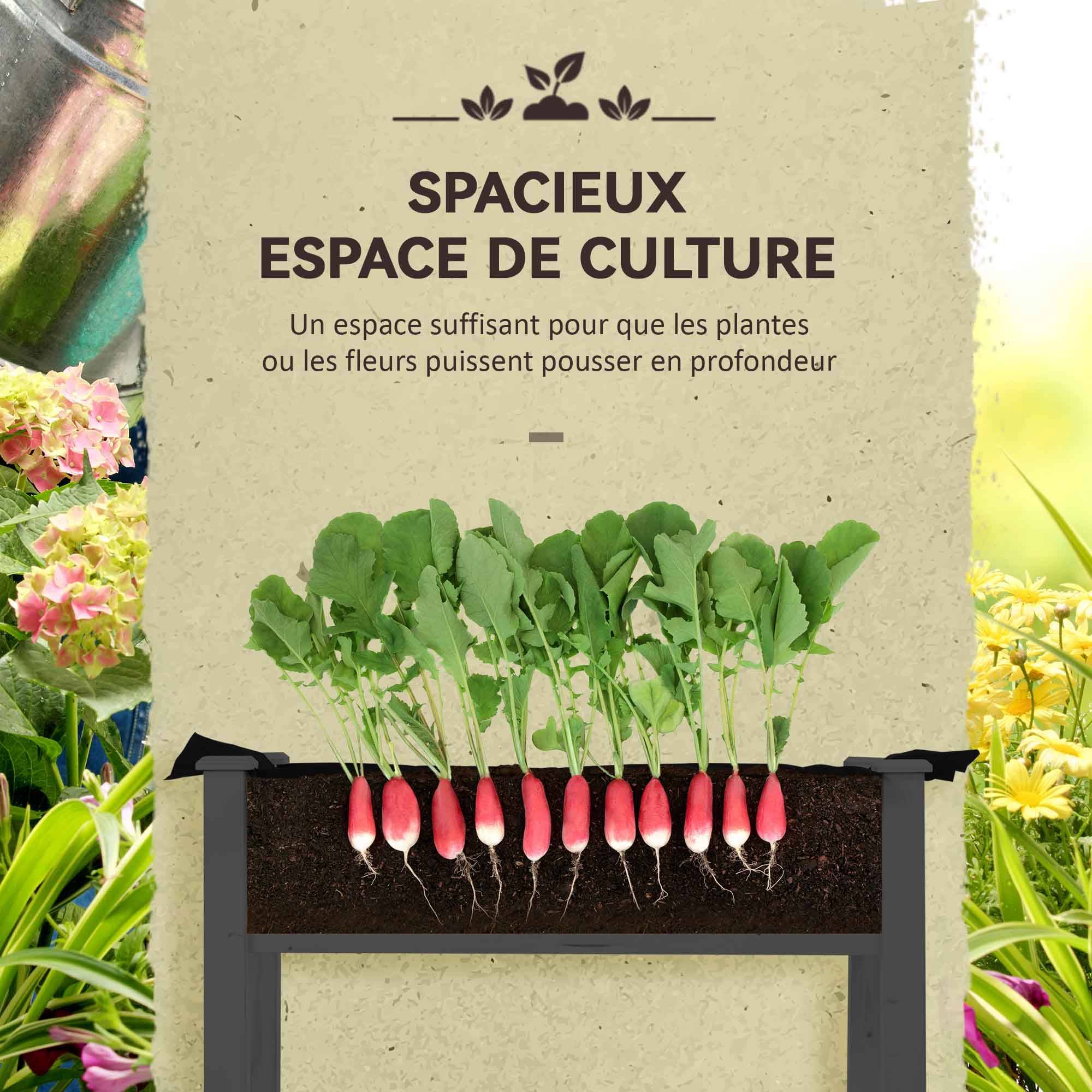 ComfortXL - Carré potager serre sur pieds Bois pour extérieur Grande capacité 104L avec bâche 121cm gris - ComfortXL Outdoor Living - Image 9