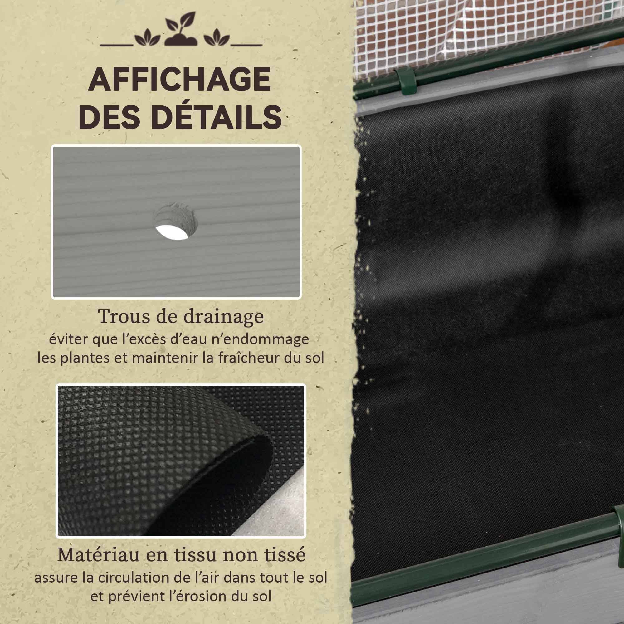 ComfortXL - Carré potager serre sur pieds Bois pour extérieur Grande capacité 104L avec bâche 121cm gris - ComfortXL Outdoor Living - Image 7