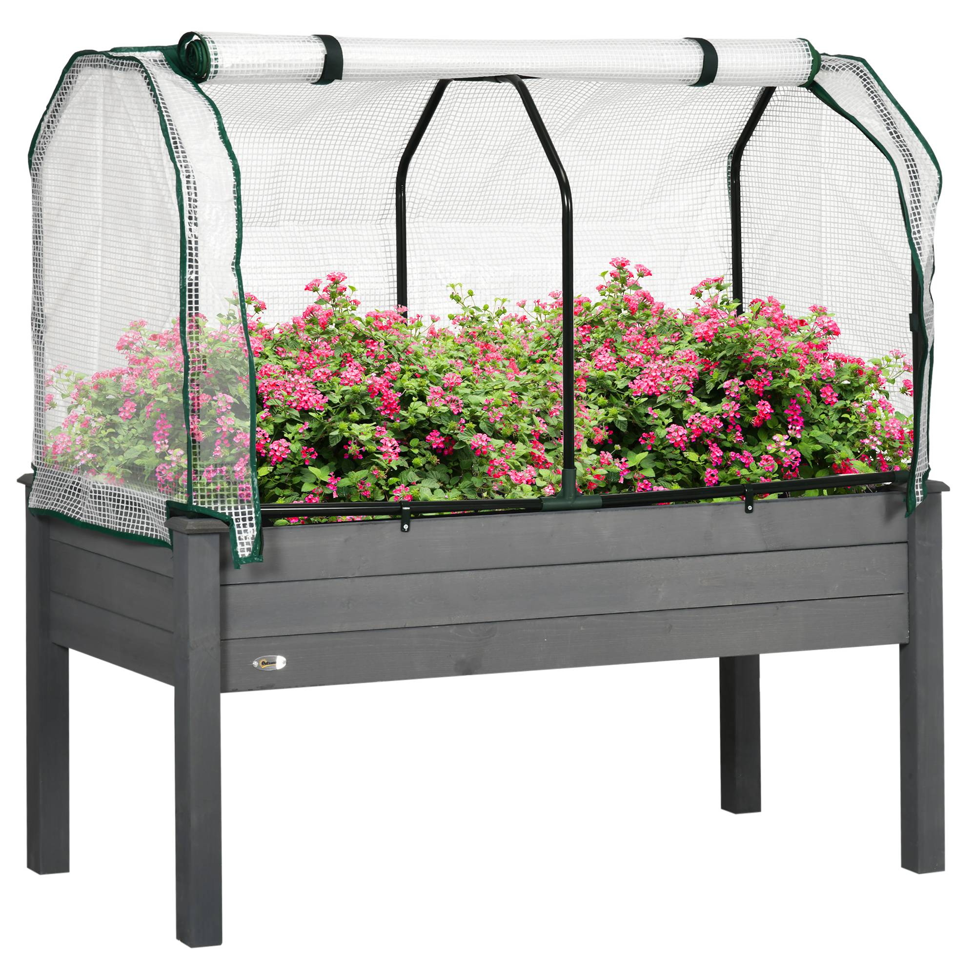 ComfortXL - Carré potager serre sur pieds Bois pour extérieur Grande capacité 104L avec bâche 121cm gris - ComfortXL Outdoor Living