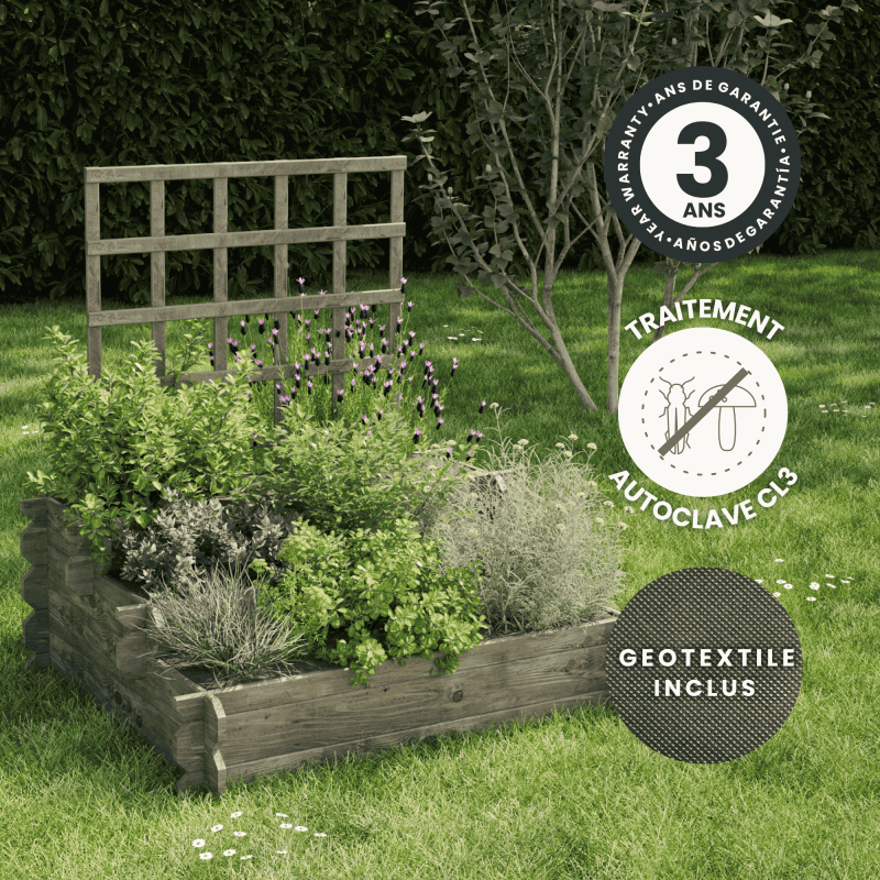 Forest Style - Carré potager en bois avec treillis ANGELIC - Imagen 3