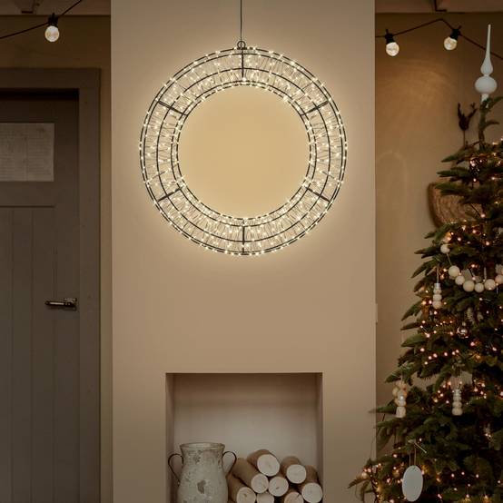 Ecd-Germany - Couronne de Noël lumineuse LED Ø 50 cm décoration suspendue, anneau lumineux en métal, 720 LED blanc chaud, minuterie, íntérieur et extérieur, IP44 - Image 1