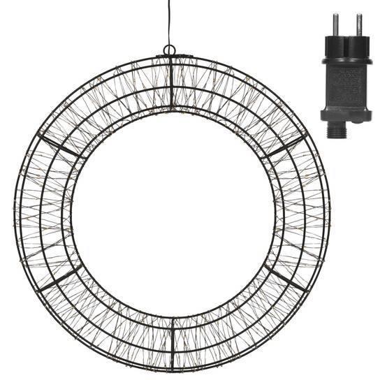 Ecd-Germany - Couronne de Noël lumineuse LED Ø 50 cm décoration suspendue, anneau lumineux en métal, 720 LED blanc chaud, minuterie, íntérieur et extérieur, IP44 - Image 2