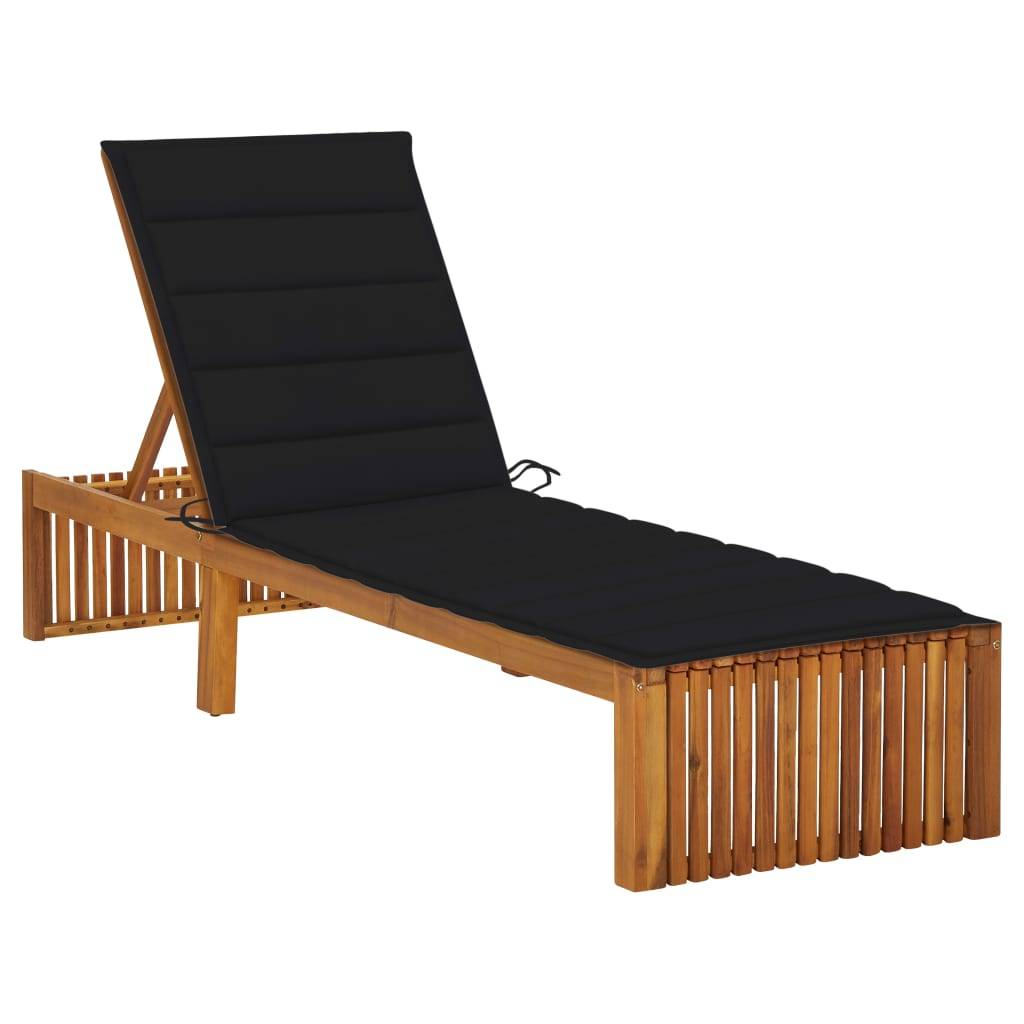 Helloshop26 - Transat chaise longue bain de soleil lit de jardin terrasse meuble d'extérieur avec coussin bois d'acacia solide - Imagen 1