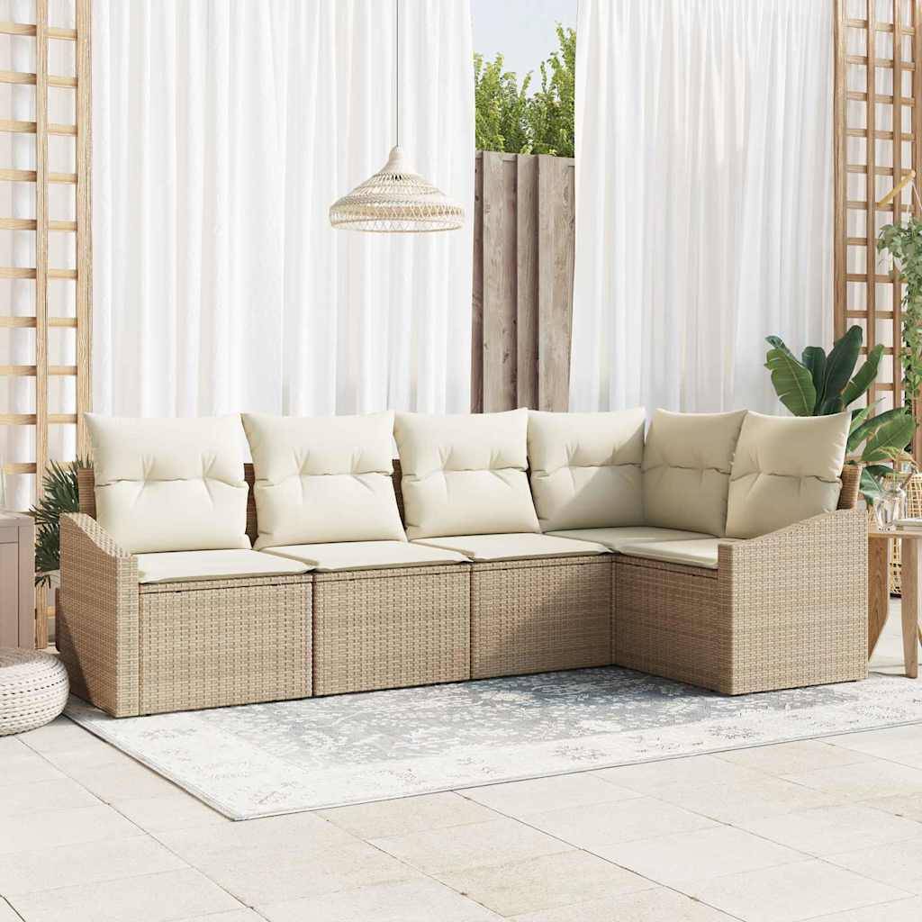 Vidaxl - Ensemble de Canapés avec coussin 5 pcs Beige polyrotin vidaXL 3346721 - Imagen 1