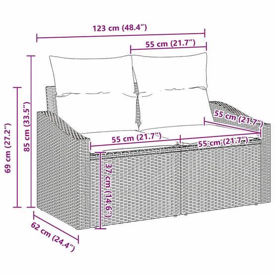 Vidaxl - Ensemble de Canapés avec coussin 5 pcs Beige polyrotin vidaXL 3346721 - Image 9