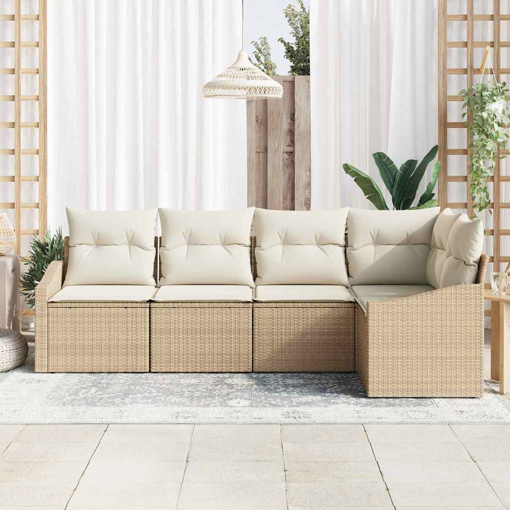 Vidaxl - Ensemble de Canapés avec coussin 5 pcs Beige polyrotin vidaXL 3346721 - Imagen 4