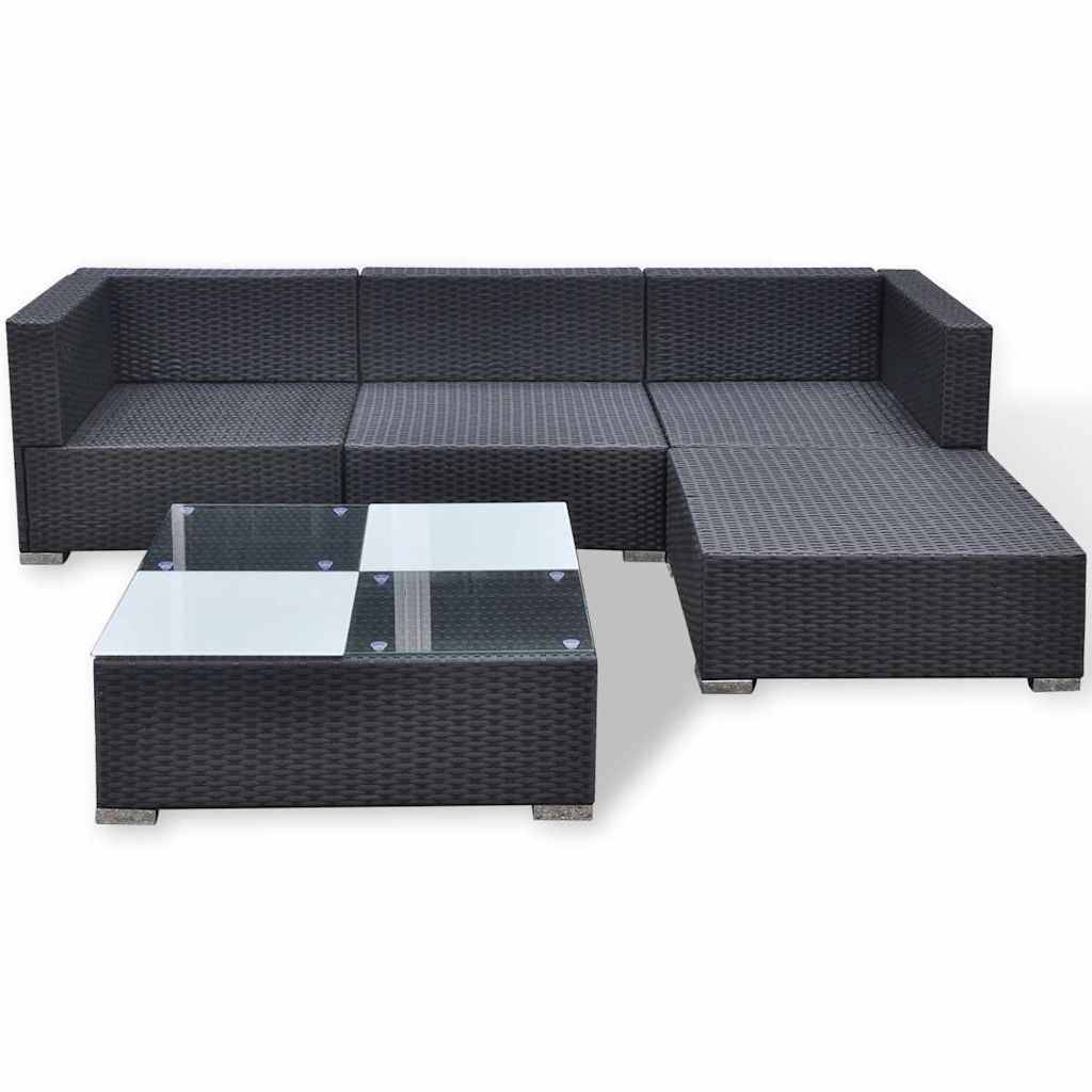 Vidaxl - Salon de jardin 5 pcs avec coussins résine tressée noir vidaXL 41872 - Imagen 8
