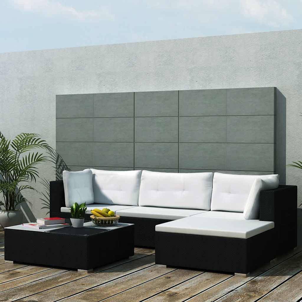 Vidaxl - Salon de jardin 5 pcs avec coussins résine tressée noir vidaXL 41872 - Imagen 1