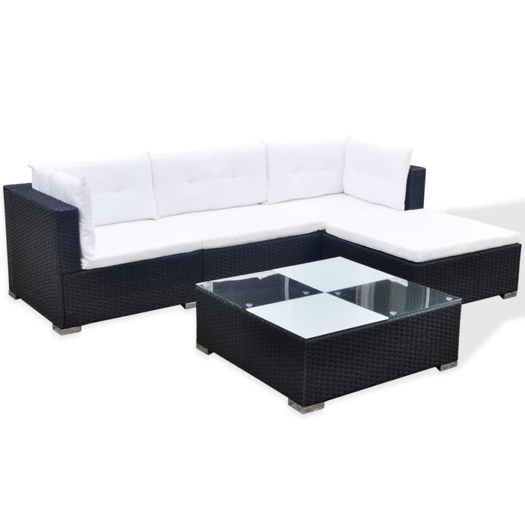 Vidaxl - Salon de jardin 5 pcs avec coussins résine tressée noir vidaXL 41872 - Imagen 10