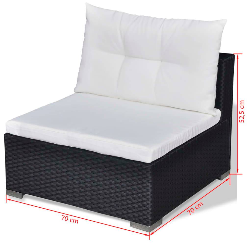 Vidaxl - Salon de jardin 5 pcs avec coussins résine tressée noir vidaXL 41872 - Imagen 3
