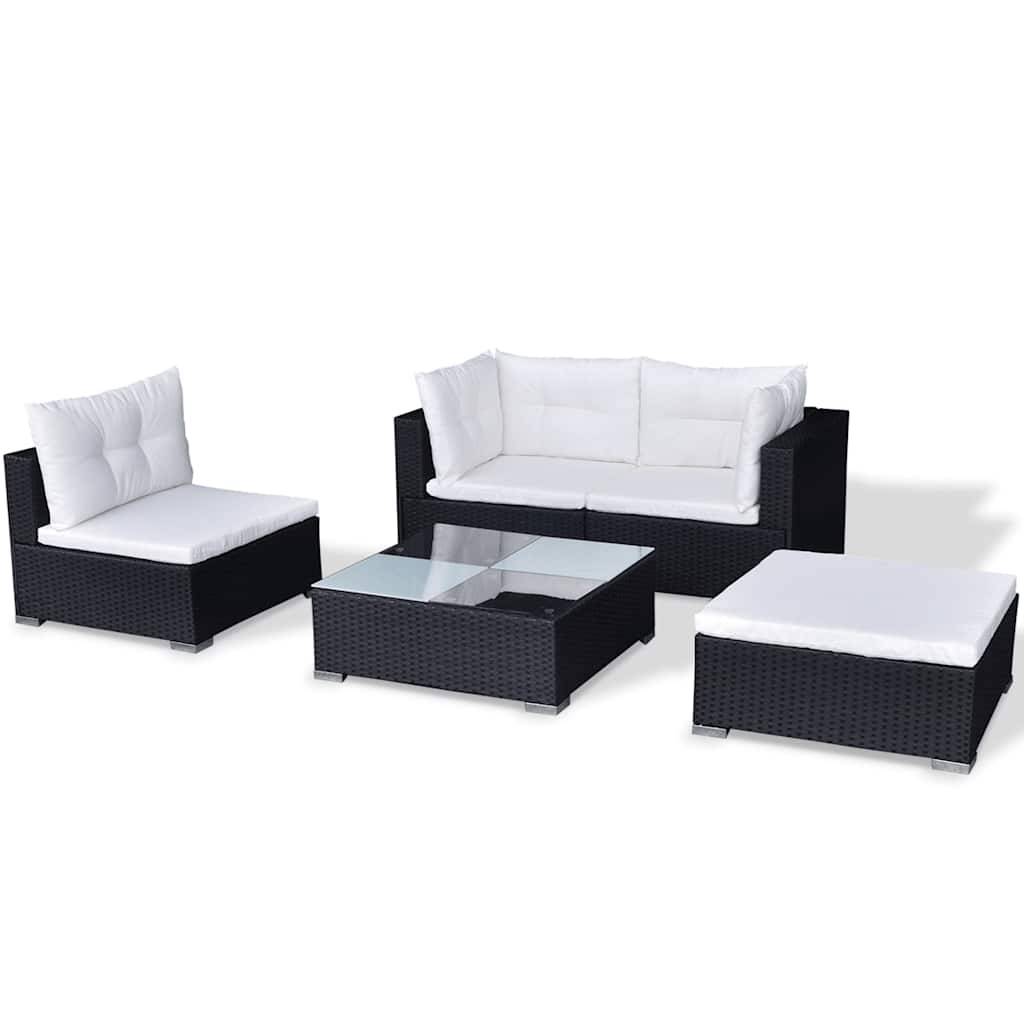 Vidaxl - Salon de jardin 5 pcs avec coussins résine tressée noir vidaXL 41872 - Imagen 6