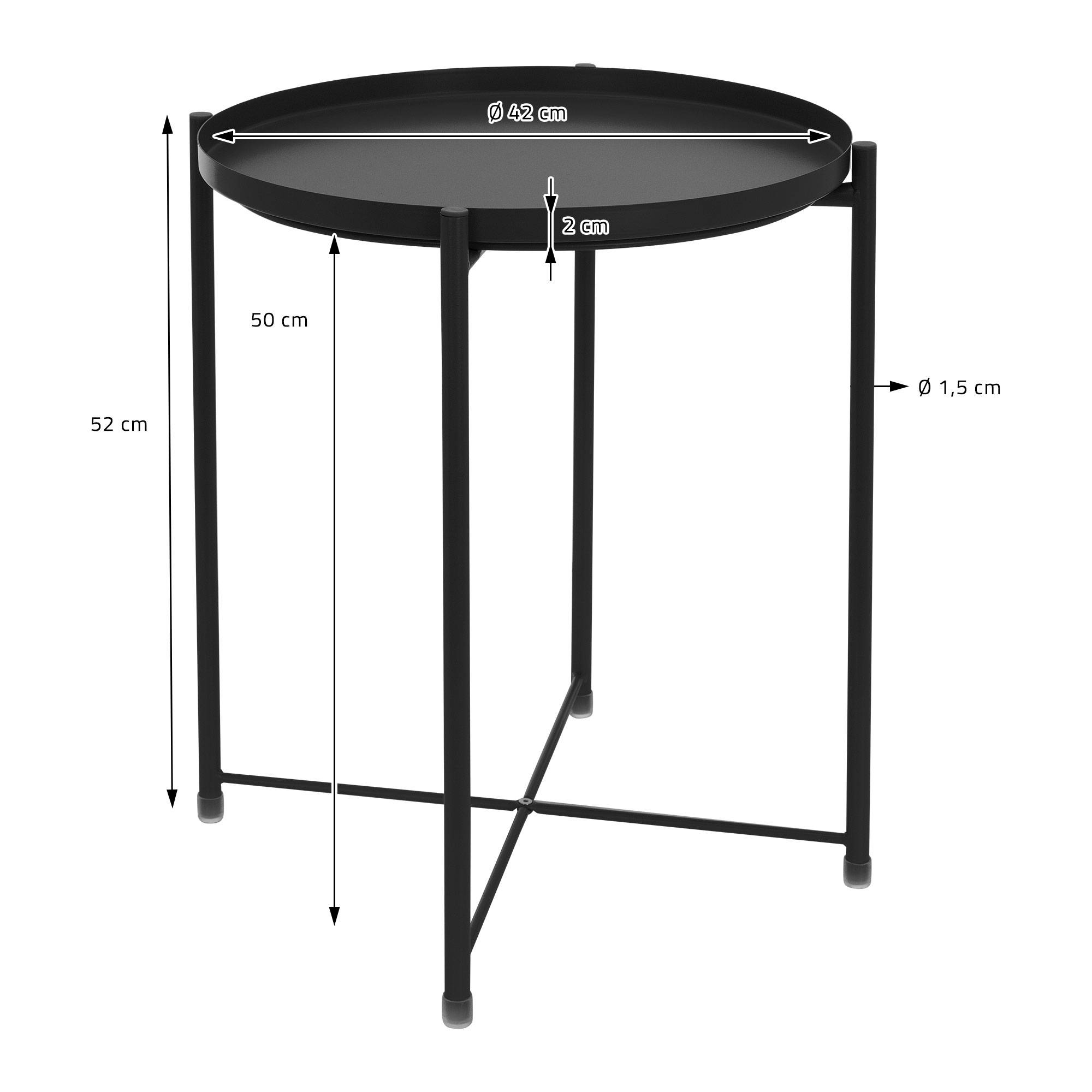 Table d'appoint ronde Ø 45cm H 52cm en métal noir avec plateau amovible solide et robuste table basse moderne pliable pour salon + matériel de montage - Image 6