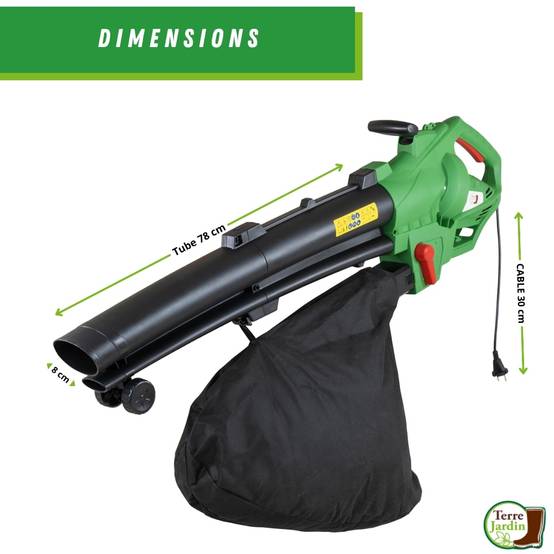 Sans Marque - Souffleur de feuilles filaire 3000W - aspirateur, broyeur - 270Kmh - 45L - TERRE JARDIN - Image 4