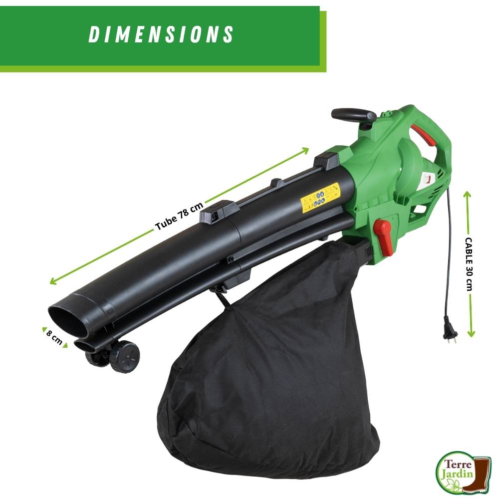 Sans Marque - Souffleur de feuilles filaire 3000W - aspirateur, broyeur - 270Kmh - 45L - TERRE JARDIN - Image 4