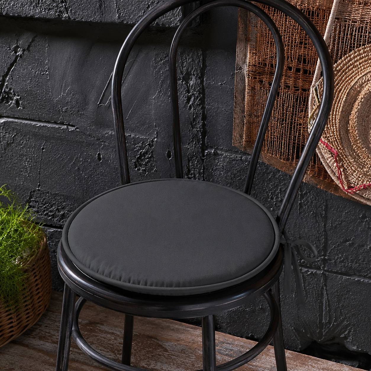 Eden - Galette de chaise ronde Unie Pop color 40 cm Anthracite - Image 2