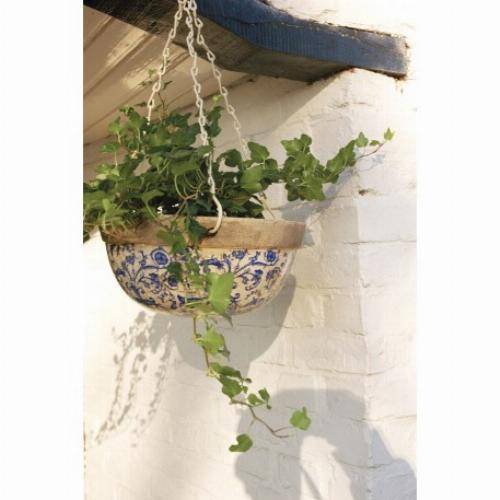 Esschert Design - Panier suspendu en céramique patiné - Décoration de jardin - Imagen 1