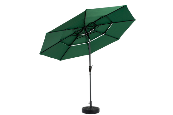 Parasol aluminium 10ft 3 étages à inclinaison automatique, parasol extérieur pour table, terrasse et piscine, vert foncé (socle non fourni) - Image 4