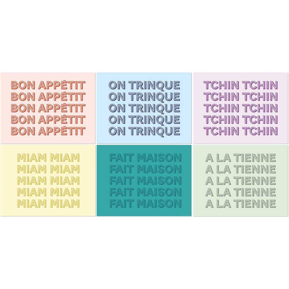 Set de table en vinyle 40 x 30 cm Blabla Lot de 6 sets de table motifs assortis - Imagen 1