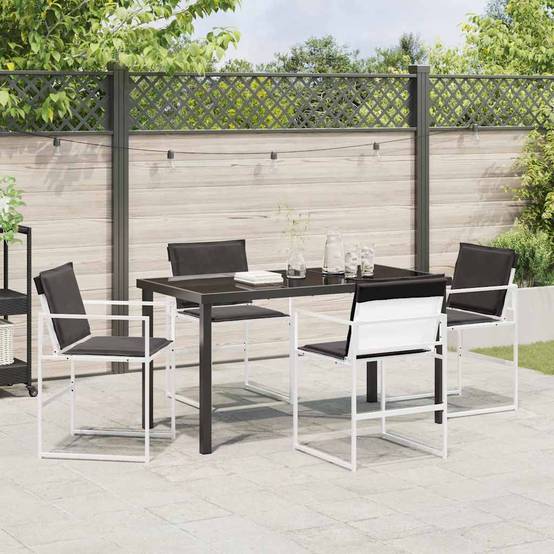 5 pcs Salon De Jardin - Mobilier D'extérieur Blanc - Image 4