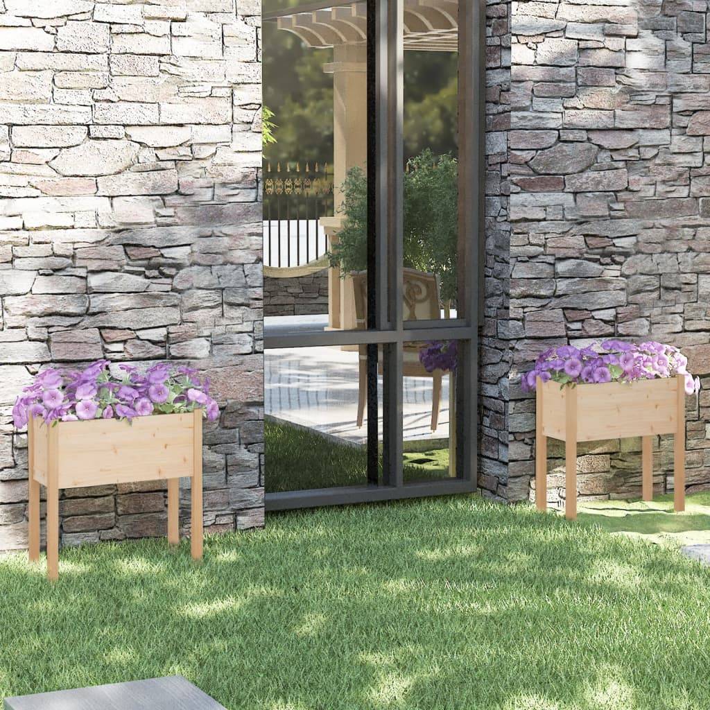 Maison Chic - Lot de 2 Jardinières - Bac à Fleurs - Pot De Fleurs 70x31x70 cm bois de pin massif - Imagen 2