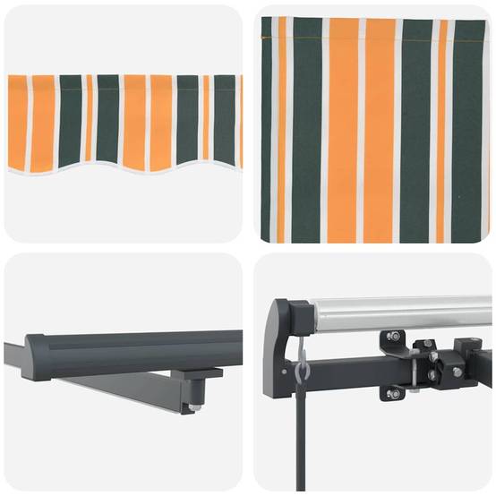 Store Extérieur Rétractable Manuel avec Éclairage LED Toile Anti-UV Vert et Jaune 300x250 cm – ComfortXL Outdoor Living - Image 8