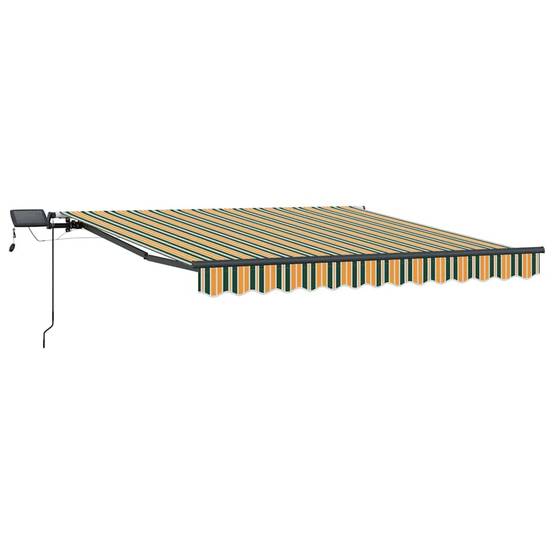 Store Extérieur Rétractable Manuel avec Éclairage LED Toile Anti-UV Vert et Jaune 300x250 cm – ComfortXL Outdoor Living - Image 2