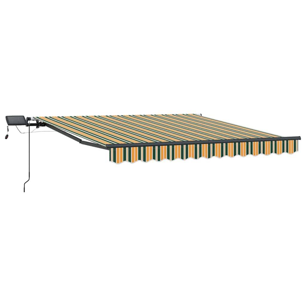 Store Extérieur Rétractable Manuel avec Éclairage LED Toile Anti-UV Vert et Jaune 300x250 cm – ComfortXL Outdoor Living - Image 2