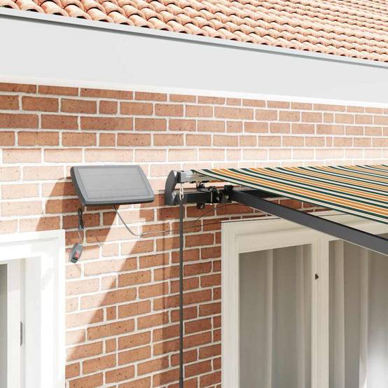 Store Extérieur Rétractable Manuel avec Éclairage LED Toile Anti-UV Vert et Jaune 300x250 cm – ComfortXL Outdoor Living - Image 4
