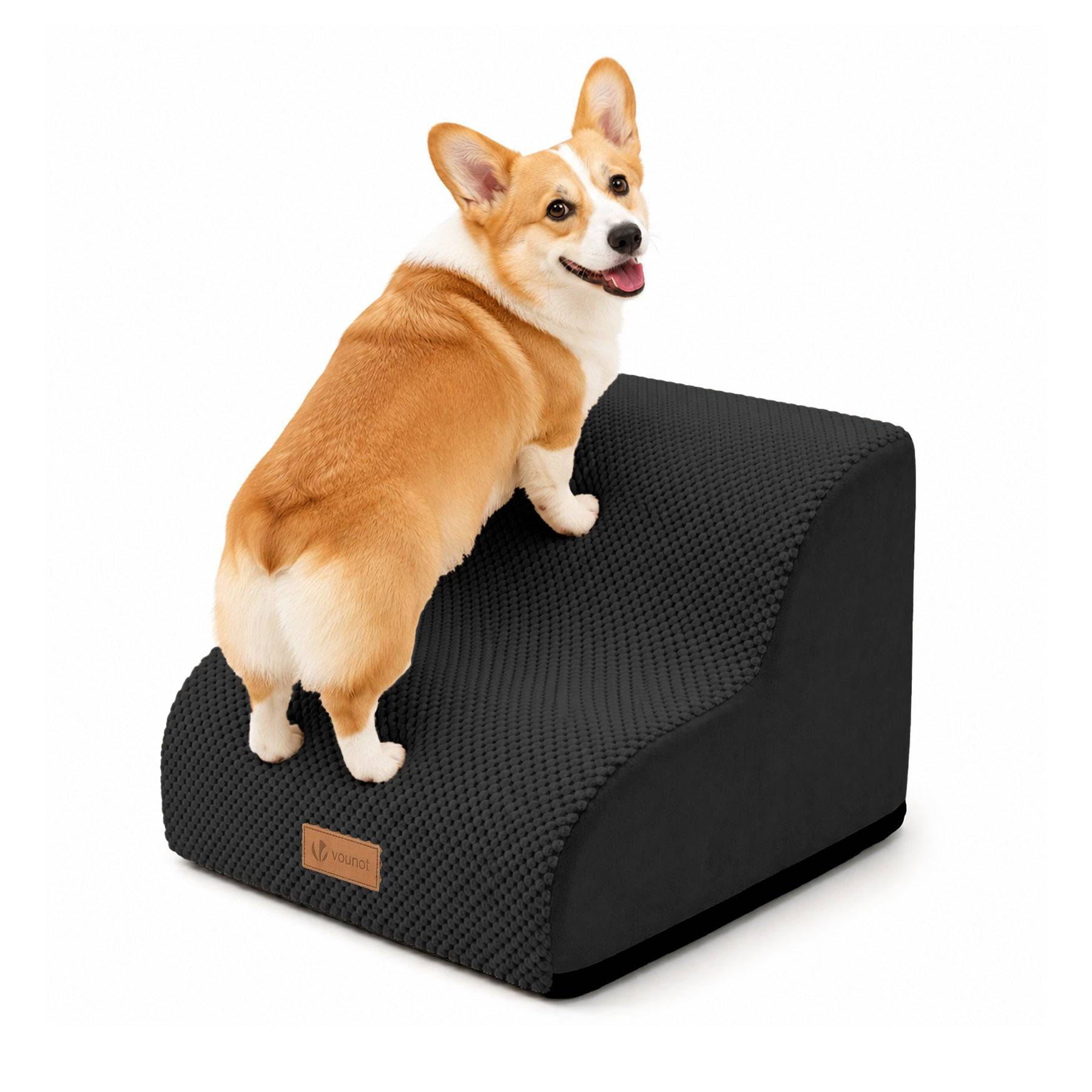 Vounot - Escalier pour chien et chat en mousse haute densite et housse lavable 40x40x30cm noir - Image 1