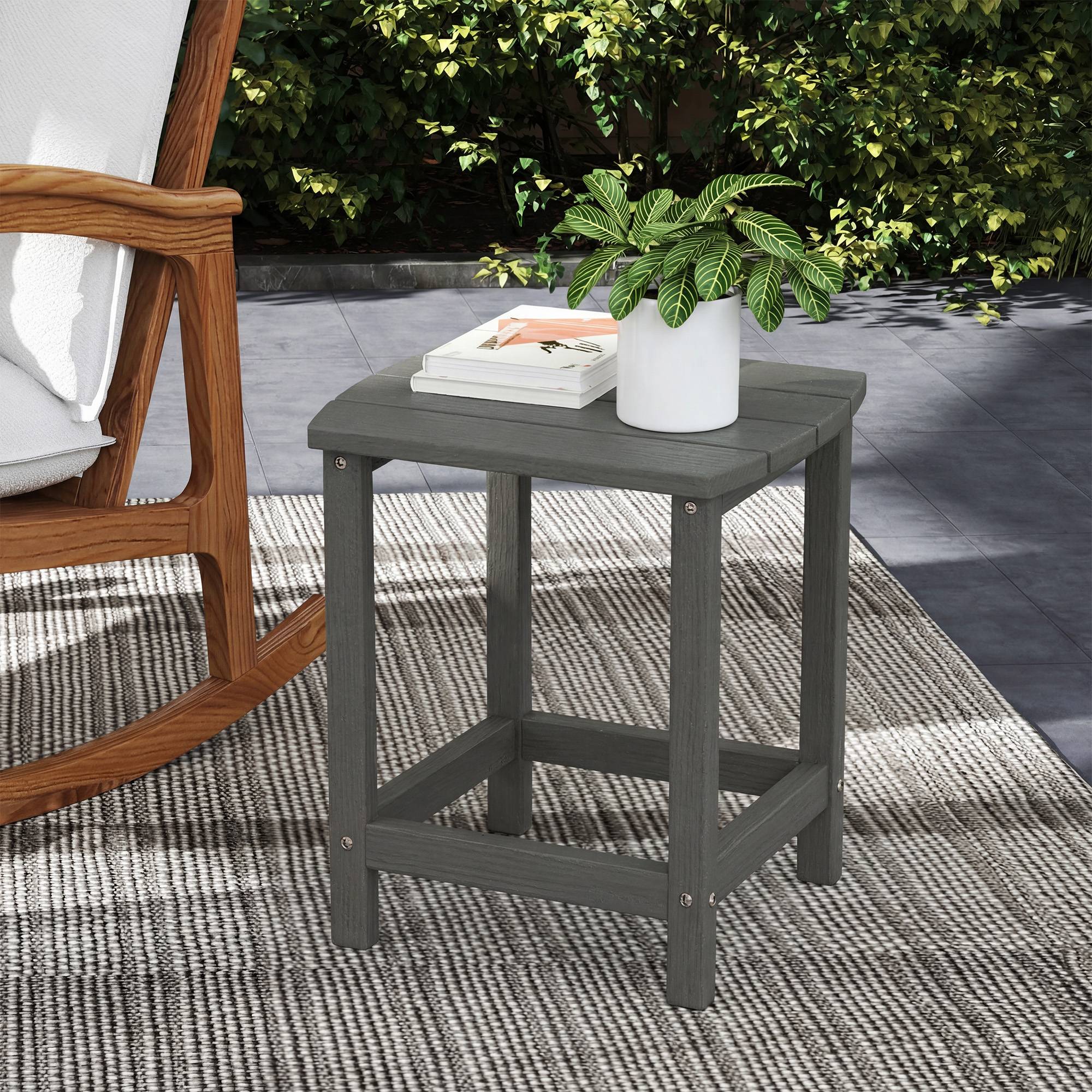 Table de jardin grise 48 x 37 x 46 cm en PEHD pour balcon et terrasse - Image 3