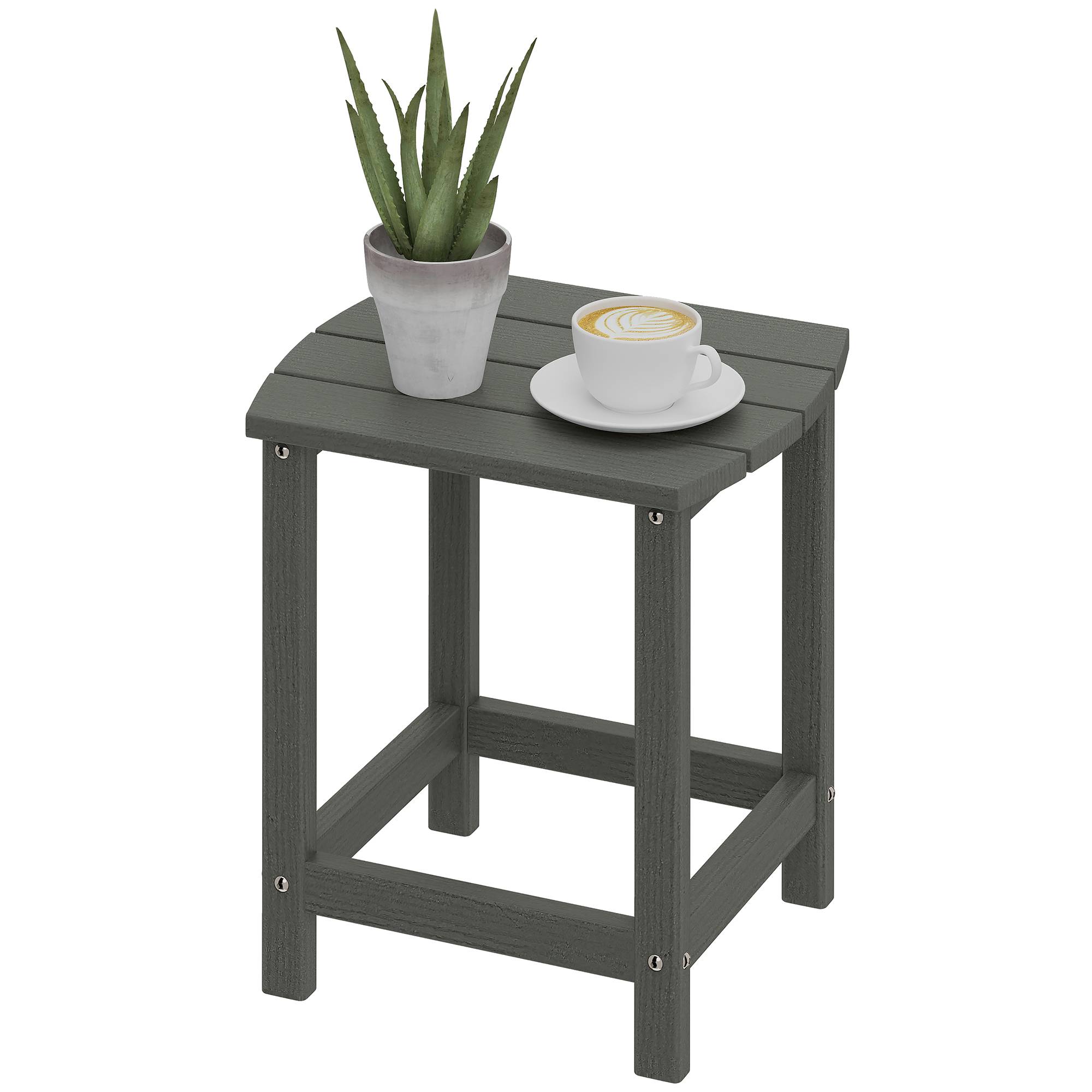 Table de jardin grise 48 x 37 x 46 cm en PEHD pour balcon et terrasse - Image 2