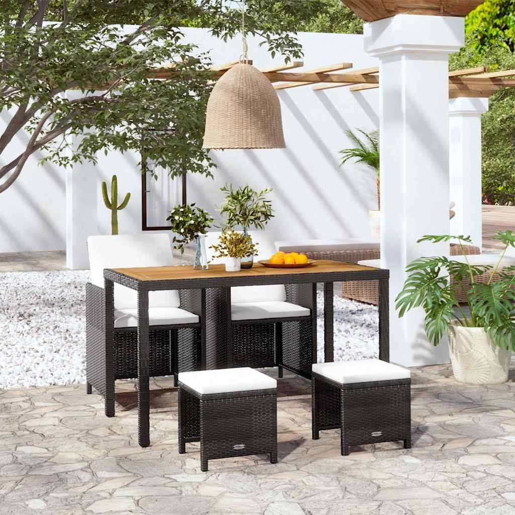 Vidaxl - Ensemble à manger d'extérieur 5 pcs-Salons de jardin Rotin et bois d'acacia Noir 678324