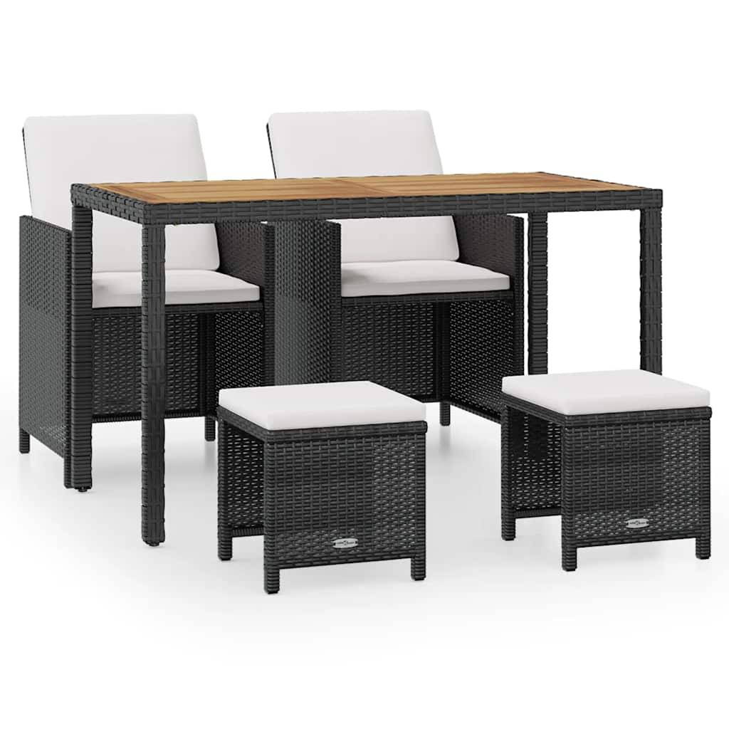 Vidaxl - Ensemble à manger d'extérieur 5 pcs-Salons de jardin Rotin et bois d'acacia Noir 678324 - Image 2