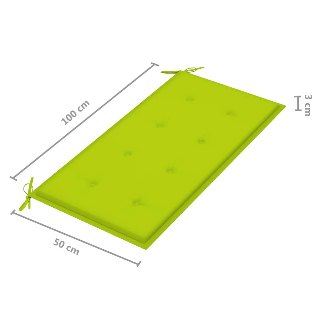 Helloshop26 - Banc de jardin meuble de patio d'extérieur terrasse avec coussin vert vif 112 x 55 x 94 cm bois de teck massif - Imagen 8
