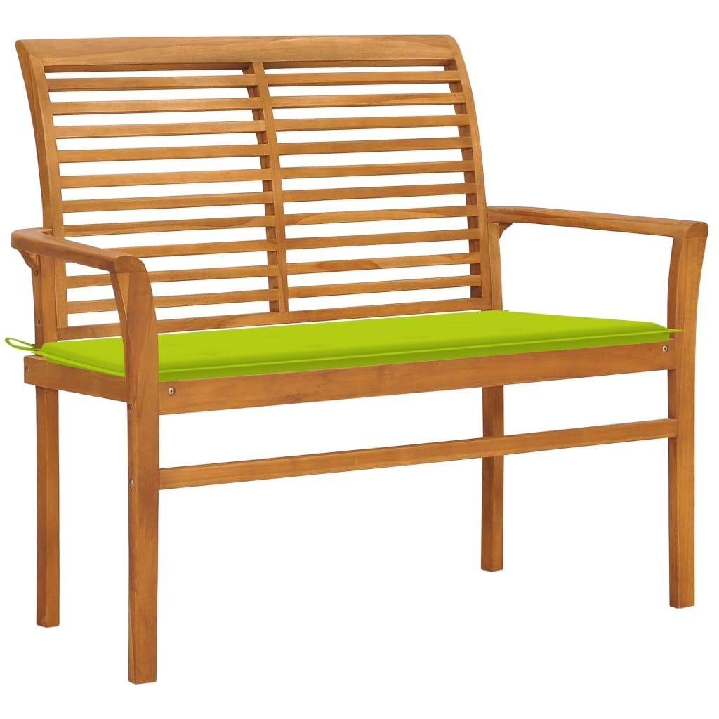Helloshop26 - Banc de jardin meuble de patio d'extérieur terrasse avec coussin vert vif 112 x 55 x 94 cm bois de teck massif - Imagen 1
