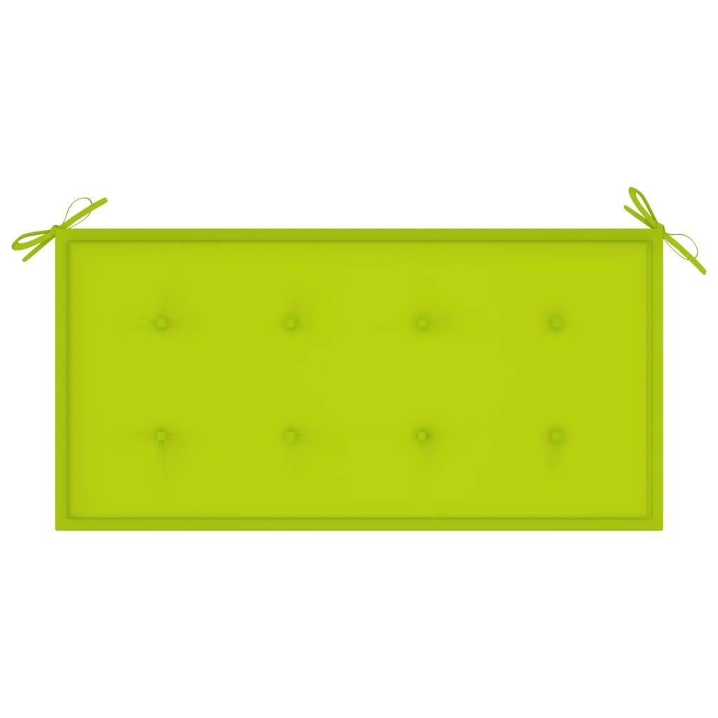 Helloshop26 - Banc de jardin meuble de patio d'extérieur terrasse avec coussin vert vif 112 x 55 x 94 cm bois de teck massif - Imagen 6