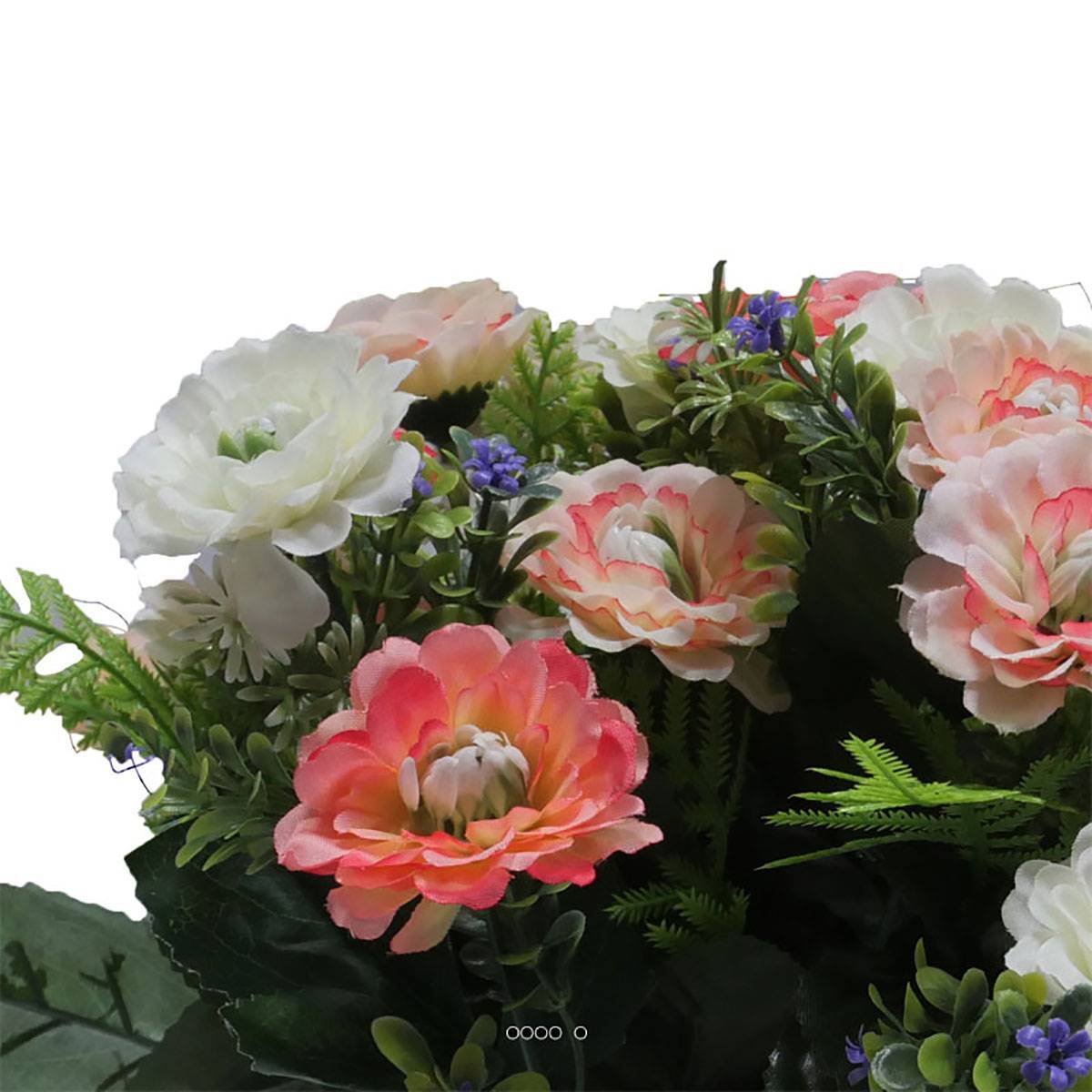 Artificielles - Pot fleurs artificielles pour le cimetière renoncules fleurettes H 36 cm D 30 cm Rose saumon - couleur: Rose saumon - Imagen 3