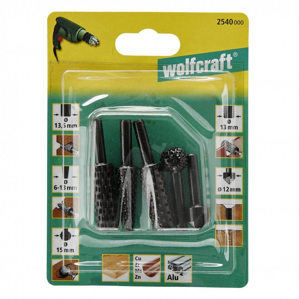 Wolfcraft - 4 rapes profilées + 1 fraise Diam.6 à 15 mm WOLFCRAFT - Imagen 3