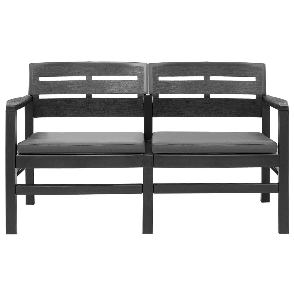 Vidaxl - Banc de jardin à 2 places coussins 133 cm Plastique Anthracite vidaXL 45623 - Image 2