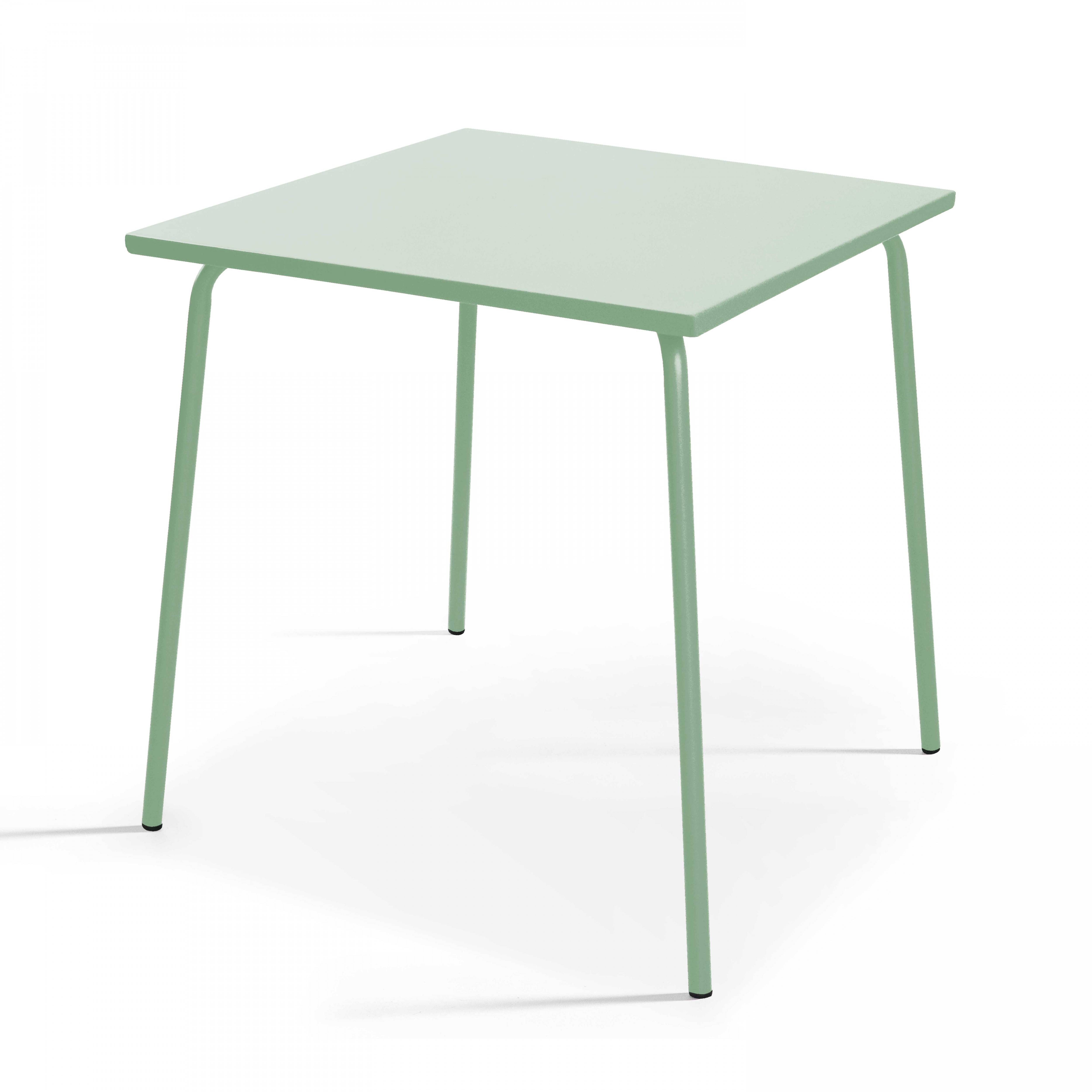 Oviala - Table de jardin carrée en métal vert sauge 70cm Palavas - Oviala - Imagen 1