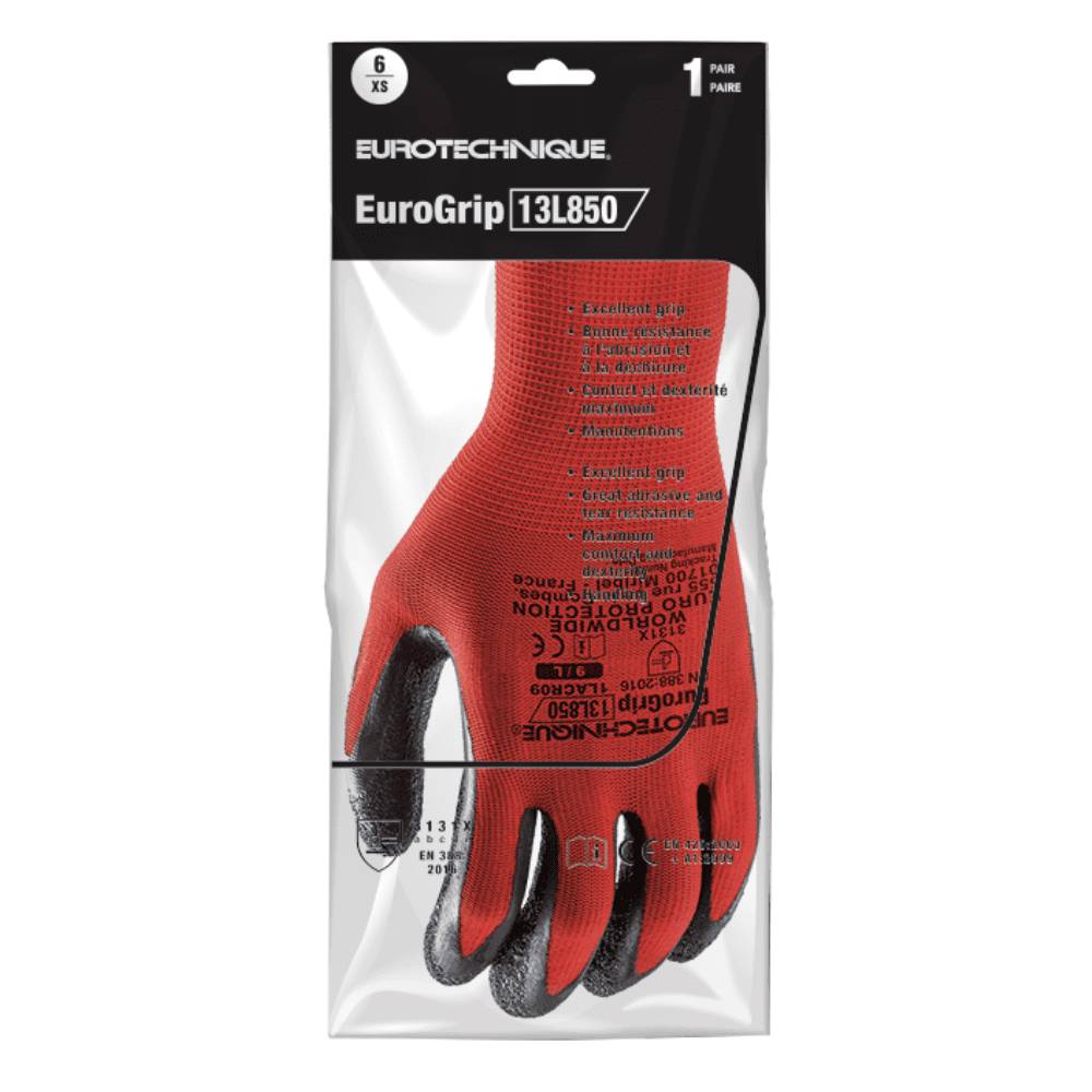 Lot de 10 Gants de travail COVERGUARD EUROLITE 13L850 Rouge / Gris 9 - Image 3