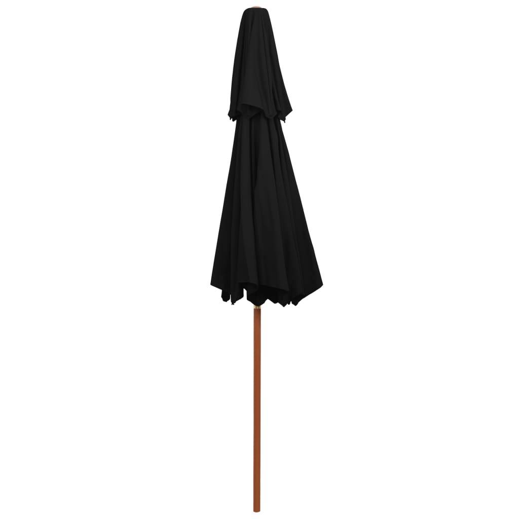 Helloshop26 - Parasol double avec mât en bois 270 cm noir - Imagen 4