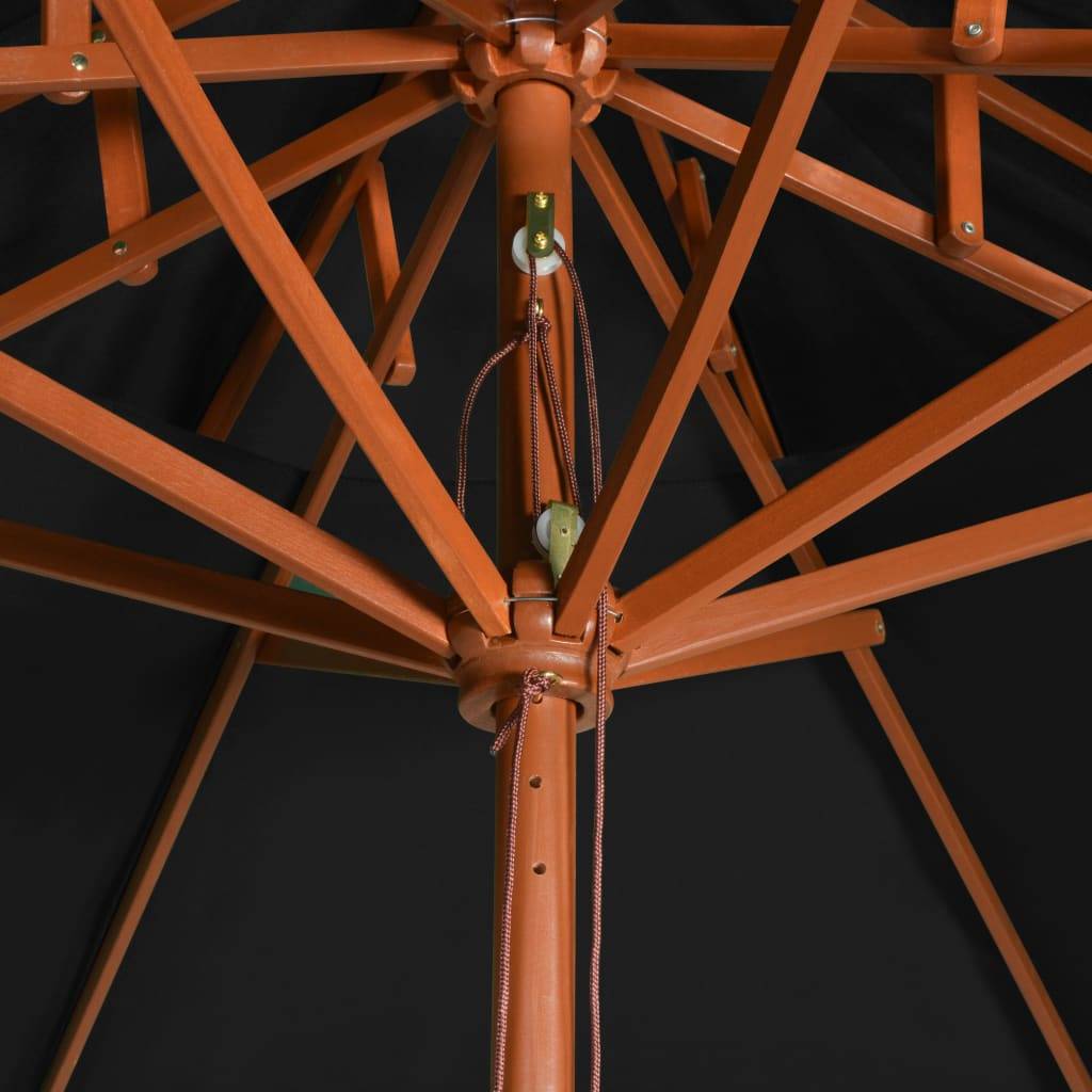 Helloshop26 - Parasol double avec mât en bois 270 cm noir - Imagen 5