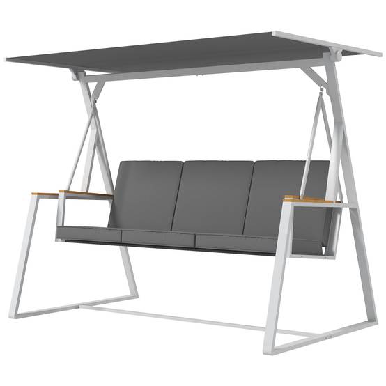 Balancelle de jardin 3 places acier maille respirante matelas toit réglable gris foncé - ComfortXL Outdoor Living - Image 2